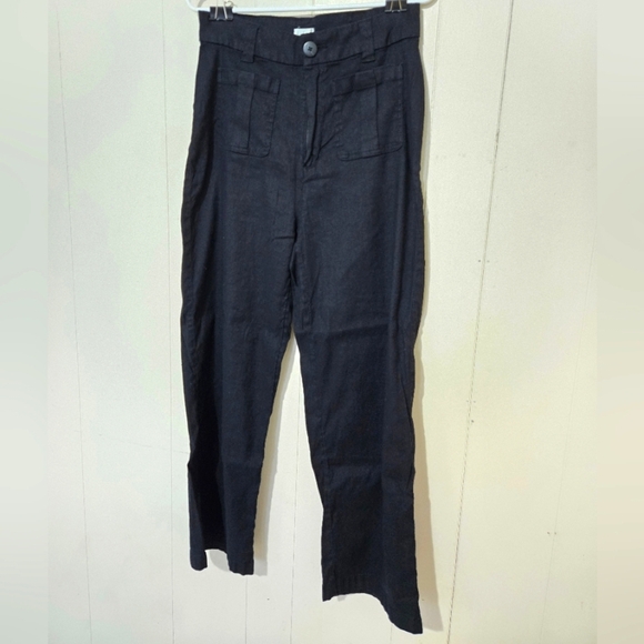 Nicole Miller Black Pants -Size 10 - 54% Linen - Picture 1 of 8
